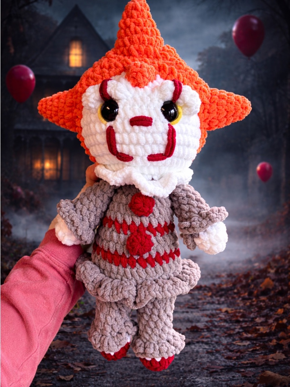 Handmade Crochet Creepy Clown Plush